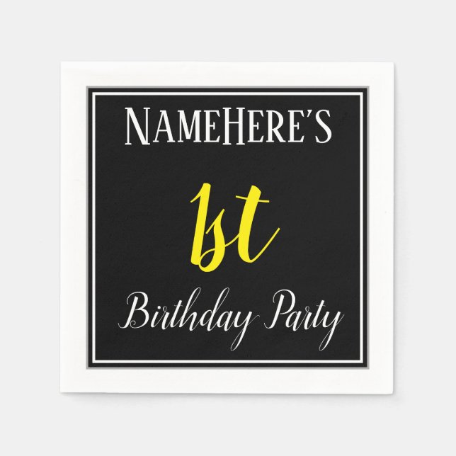 Simple, 1st Birthday Party w/ Custom Name Napkins (Front)