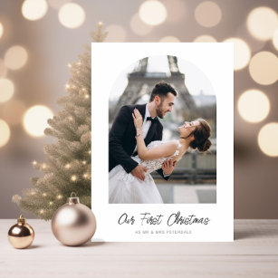 simple 1st christmas holiday wedding announcement