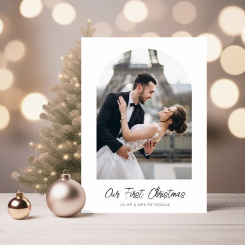 simple 1st christmas holiday wedding announcement