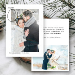 Simple 1st Christmas Wedding Photo Thank You Holiday Card