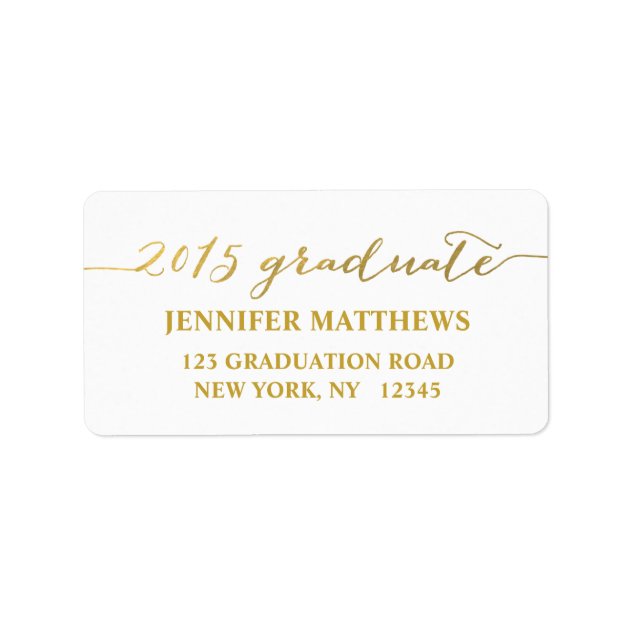 Simple 2015 Grad Gold Graduation Address Label