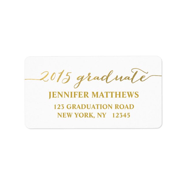 Simple 2015 Grad Gold Graduation Address Label (Front)