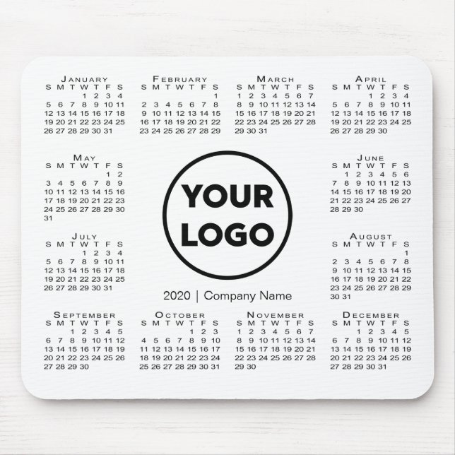 Simple 2020 Calendar Business Company Logo Mouse Pad (Front)