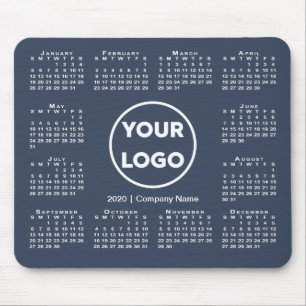 Simple 2020 Calendar Business Logo on Navy Blue Mouse Pad