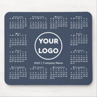 Simple 2020 Calendar Business Logo on Navy Blue Mouse Pad