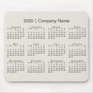 Simple 2020 Calendar with Company Name on Beige Mouse Pad