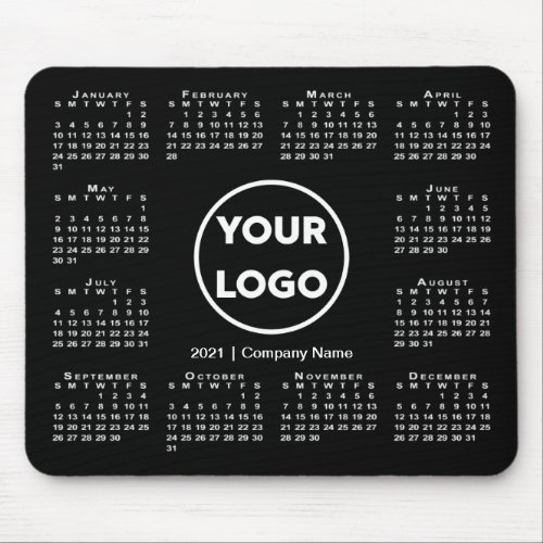 Simple 2021 Calendar Business Logo on Black Mouse Pad