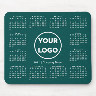 Simple 2021 Calendar Business Logo on Blue-Green Mouse Pad