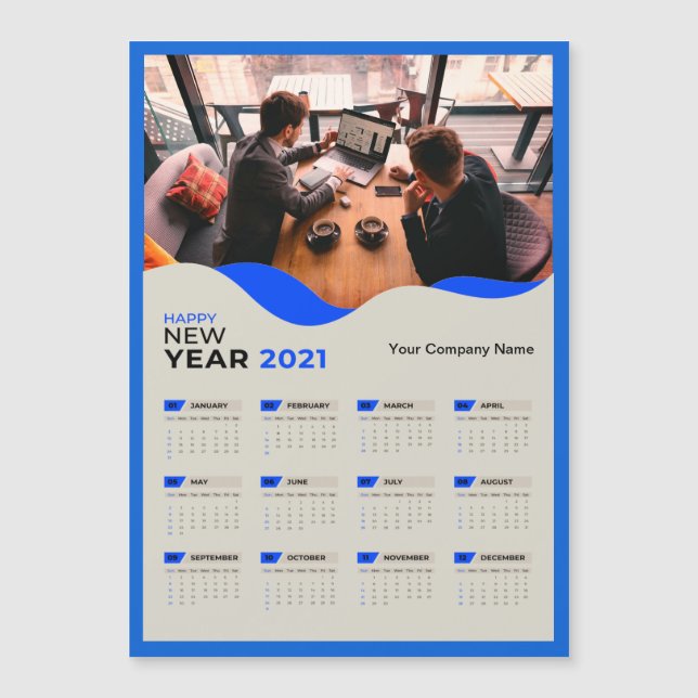 Simple 2021 Calendar Company Name With Photo (Front)