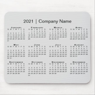 Simple 2021 Calendar with Company Name on Gray Mouse Pad