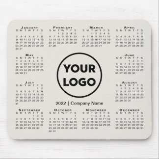 Simple 2022 Calendar Business Company Logo Beige Mouse Pad