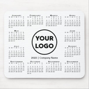 Simple 2022 Calendar Business Company Logo White Mouse Pad