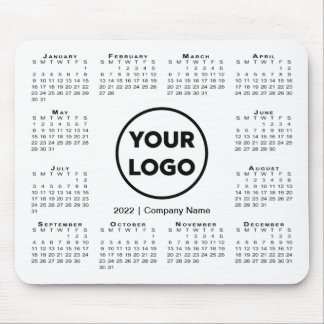 Simple 2022 Calendar Business Company Logo White Mouse Pad