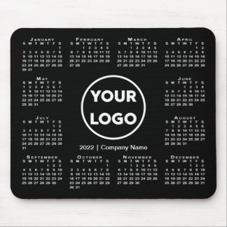 Simple 2022 Calendar Business Logo on Black Mouse Pad