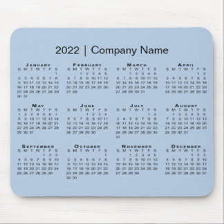 Simple 2022 Calendar Company Name on Light Blue Mouse Pad