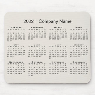 Simple 2022 Calendar with Company Name on Beige Mouse Pad