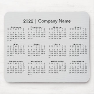Simple 2022 Calendar with Company Name on Gray Mouse Pad