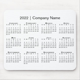 Simple 2022 Calendar with Company Name on White Mouse Pad