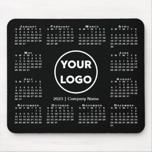 Simple 2023 Calendar Business Logo on Black Mouse Pad