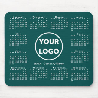 Simple 2023 Calendar Business Logo on Blue-Green Mouse Pad