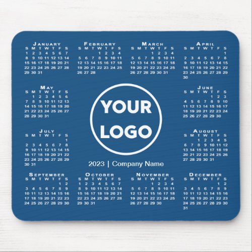 Simple 2023 Calendar Business Logo on Blue Mouse Pad