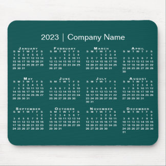 Simple 2023 Calendar Company Name on Blue-Green Mouse Pad
