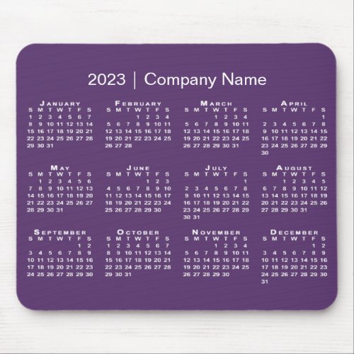 Simple 2023 Calendar Company Name on Purple Mouse Pad