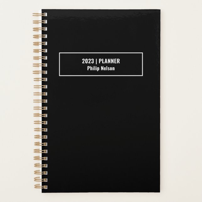 Simple 2023 Classic Black Weekly Monthly Non-Dated Planner (Front)