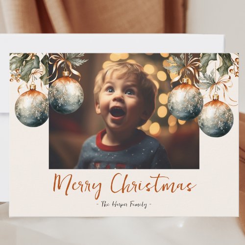 Simple 2023 One Photo Ornament Holiday Card