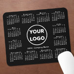 Simple 2024 Calendar Business Logo on Black Mouse Pad<br><div class="desc">Simple 2024 calendar mouse pad features your company logo and business name in the middle surrounded by an easy to read white 2024 calendar on a black background. Replace the sample logo and text with your own in the sidebar. Your logo can be circular, square, or another shape. White or...</div>
