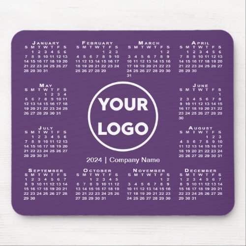 Simple 2024 Calendar Business Logo on Purple Mouse Pad