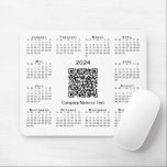 Simple 2024 Calendar Business QR Code on White Mouse Pad<br><div class="desc">Simple 2024 calendar mouse pad features a customizable QR code and your business name in the middle surrounded by an easy to read black calendar on a white background. Replace the URL for the scannable code and text with your own in the sidebar. Makes a great giveaway for customers. If...</div>