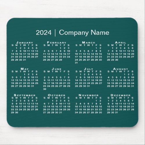 Simple 2024 Calendar Company Name on Blue_Green Mouse Pad