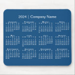 Simple 2024 Calendar Company Name on Blue Mouse Pad<br><div class="desc">Simple, professional calendar mouse pad features a modern white 2024 calendar superimposed over a blue background. Add your company's name in the sidebar. (Changing the 2024 year text will NOT change the calendar.) If you'd like a different color background, tap "Edit using Design Tool" and select a background color in...</div>