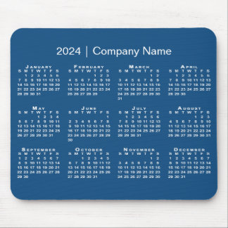 Simple 2024 Calendar Company Name on Blue Mouse Pad