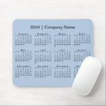 Simple 2024 Calendar Company Name on Light Blue Mouse Pad<br><div class="desc">Simple, professional calendar mouse pad features a modern black 2024 calendar superimposed over a light blue background. Add your company's name in the sidebar. (Changing the 2024 year text will NOT change the calendar.) If you'd like a different color background, tap "Edit using Design Tool" and select a background color...</div>