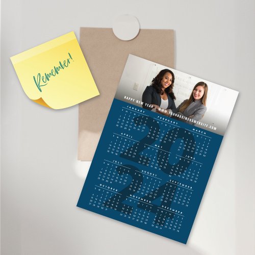 Simple 2024 Calendar Holiday Magnetic Photo Card