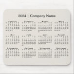Simple 2024 Calendar with Company Name on Beige Mouse Pad<br><div class="desc">Simple, professional calendar mouse pad features a modern black 2024 calendar superimposed over a beige background. Add your company's name in the sidebar. (Changing the 2024 year text will NOT change the calendar.) If you'd like a different color background, tap "Edit using Design Tool" and select a background color in...</div>
