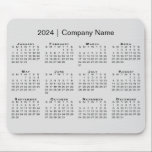 Simple 2024 Calendar with Company Name on Grey Mouse Pad<br><div class="desc">Simple, professional calendar mouse pad features a modern black 2024 calendar superimposed over a neutral grey background. Add your company's name in the sidebar. (Changing the 2024 year text will NOT change the calendar.) If you'd like a different color background, tap "Edit using Design Tool" and select a background color...</div>