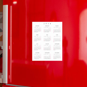 Simple 2024 Full Year Calendar Home Fridge Magnet Magnetic Dry Erase Sheet by iCoolCreate at Zazzle