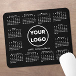 Simple 2025 Calendar Business Logo on Black Mouse Pad<br><div class="desc">Simple 2025 calendar mouse pad features your company logo and business name in the middle surrounded by an easy to read white 2025 calendar on a black background. Replace the sample logo and text with your own in the sidebar. Your logo can be circular, square, or another shape. White or...</div>