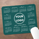 Simple 2025 Calendar Business Logo on Blue-Green Mouse Pad<br><div class="desc">Simple 2025 calendar mouse pad features your company logo and business name in the middle surrounded by an easy to read white calendar on a blue-green background. Replace the sample logo and text with your own in the sidebar. Your logo can be circular, square, or another shape. White or light...</div>