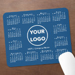 Simple 2025 Calendar Business Logo on Blue Mouse Pad<br><div class="desc">Simple 2025 calendar mouse pad features your company logo and business name in the middle surrounded by an easy to read white calendar on a blue background. Replace the sample logo and text with your own in the sidebar. Your logo can be circular, square, or another shape. White or light...</div>