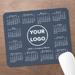 Simple 2025 Calendar Business Logo on Navy Blue Mouse Pad<br><div class="desc">Simple 2025 calendar mouse pad features your company logo and business name in the middle surrounded by an easy to read white calendar on a navy blue background. Replace the sample logo and text with your own in the sidebar. Your logo can be circular, square, or another shape. White or...</div>