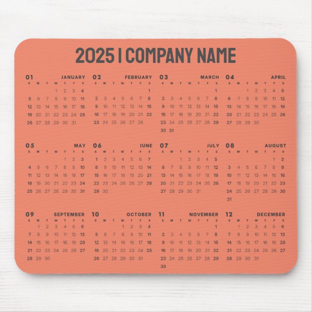 Simple 2025 Calendar Company Name | Any Background Mouse Pad (Front)