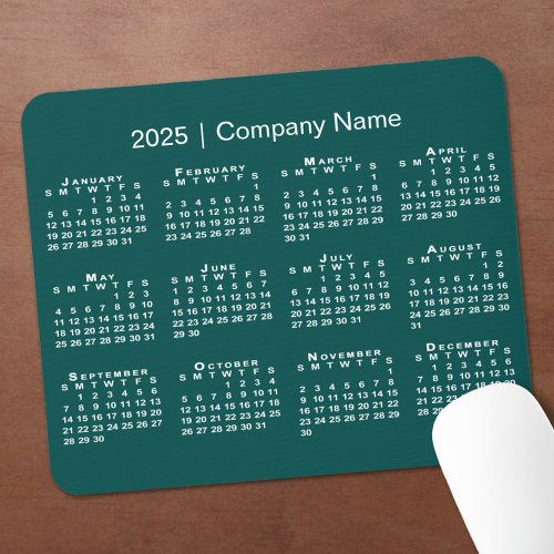 Simple 2025 Calendar Company Name on Blue_Green Mouse Pad