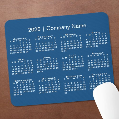 Simple 2025 Calendar Company Name on Blue Mouse Pad