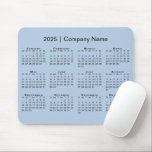 Simple 2025 Calendar Company Name on Light Blue Mouse Pad<br><div class="desc">Simple, professional calendar mouse pad features a modern black 2025 calendar superimposed over a light blue background. Add your company's name in the sidebar. (Changing the 2025 year text will NOT change the calendar.) If you'd like a different color background, tap "Edit using Design Tool" and select a background color...</div>