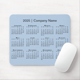 Simple 2025 Calendar Company Name on Light Blue Mouse Pad