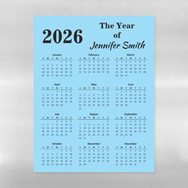 Simple 2026 Annual Monthly Calendar Fridge Magnet Magnetic Dry Erase Sheet (Vertical)